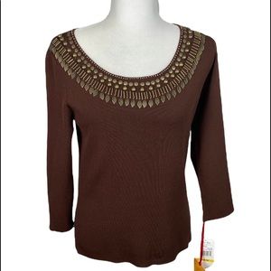 RUBY RD EMBELLISHED TOP NWT